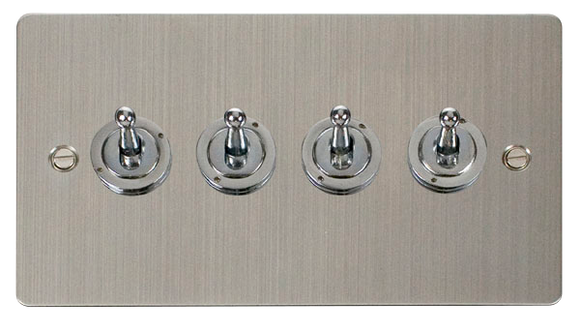 Click® Scolmore Define® FPSS424 10AX 4 Gang 2 Way Toggle Switch Stainless Steel  Insert