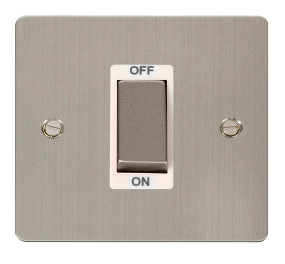 Click® Scolmore Define® FPSS500WH 45A Ingot 1 Gang DP Switch Stainless Steel White Insert