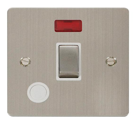 Click® Scolmore Define® FPSS523WH 20A Ingot DP Switch With Neon Stainless Steel White Insert