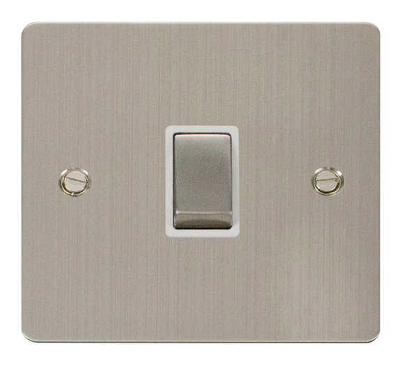 Click® Scolmore Define® FPSS722WH 20A Ingot DP Switch  Stainless Steel White Insert