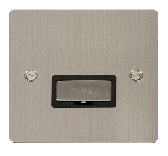 Click® Scolmore Define® FPSS750BK 13A Ingot Fused Connection Unit Stainless Steel Black Insert