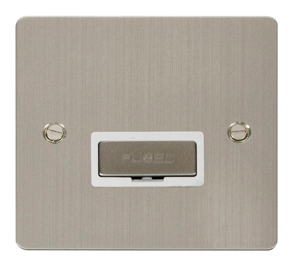 Click® Scolmore Define® FPSS750WH 13A Ingot Fused Connection Unit Stainless Steel White Insert