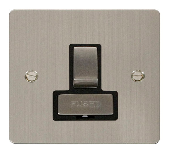Click® Scolmore Define® FPSS751BK 13A Ingot DP Switched Fused Connection Unit Stainless Steel Black Insert