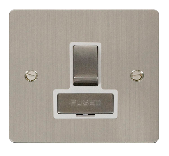 Click® Scolmore Define® FPSS751WH 13A Ingot DP Switched Fused Connection Unit Stainless Steel White Insert