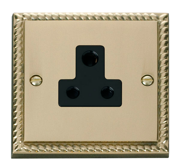 Click® Scolmore Deco® GCBR038BK 5A Round Pin Socket Polished Brass Black Insert