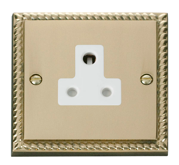 Click® Scolmore Deco® GCBR038WH 5A Round Pin Socket Polished Brass White Insert