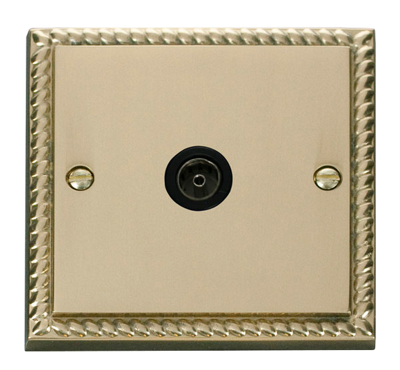 Click® Scolmore Deco® GCBR065BK Single Coaxial Outlet  Polished Brass Black Insert