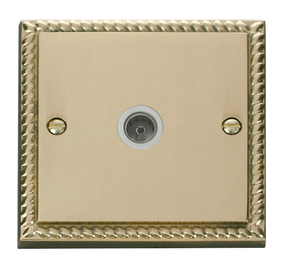 Click® Scolmore Deco® GCBR065WH Single Coaxial Outlet  Polished Brass White Insert