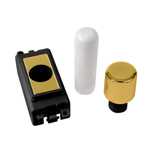 Click® Scolmore GridPro® GM050BKBR 1 Module Dimmer Mounting Kit - Black - Polished Brass Polished Brass Black Insert