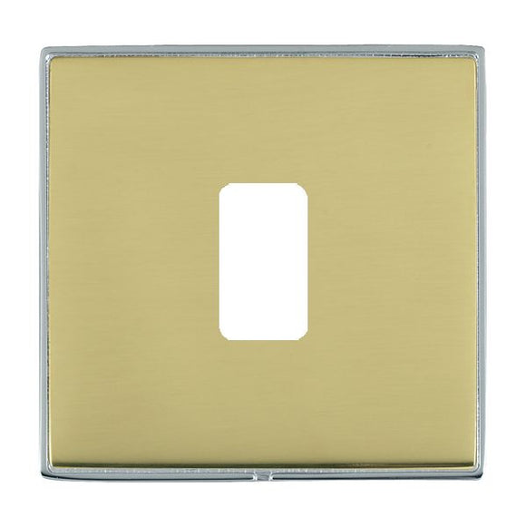 Hamilton LD1GPBC-PB Linea-Duo CFX Bright Chrome Frame/Polished Brass Front 1 Gang Grid Fix Aperture Plate with Grid Insert