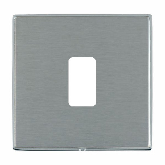 Hamilton LD1GPBC-SS Linea-Duo CFX Bright Chrome Frame/Satin Steel Front 1 Gang Grid Fix Aperture Plate with Grid Insert