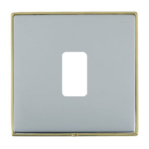 Hamilton LD1GPPB-BS Linea-Duo CFX Polished Brass Frame/Bright Steel Front 1 Gang Grid Fix Aperture Plate with Grid Insert