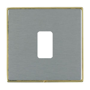 Hamilton LD1GPPB-SS Linea-Duo CFX Polished Brass Frame/Satin Steel Front 1 Gang Grid Fix Aperture Plate with Grid Insert