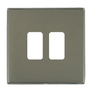 Hamilton LD2GPBK-BK Linea-Duo CFX Black Nickel Frame/Black Nickel Front 2 Gang Grid Fix Aperture Plate with Grid Insert