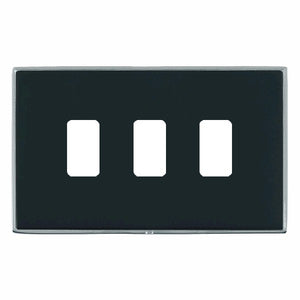 Hamilton LD3GPBC-N Linea-Duo CFX Bright Chrome Frame/Piano Black Front 3 Gang Grid Fix Aperture Plate with Grid Insert