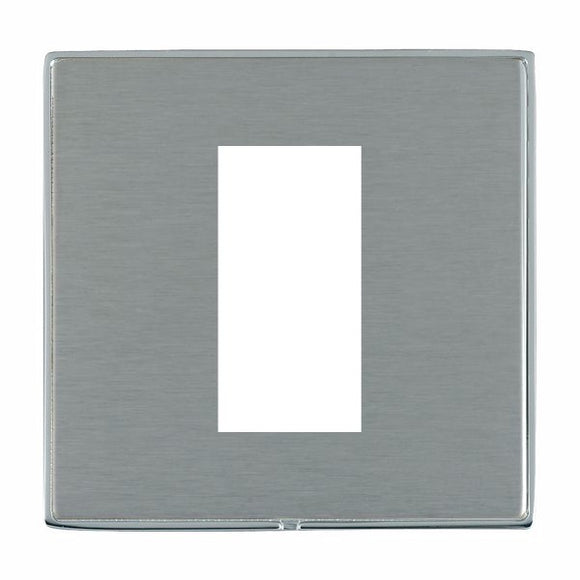 Hamilton LDEURO1BC-SS Linea-Duo CFX EuroFix Bright Chrome Frame/Satin Steel Front Single Plate complete with 1 EuroFix Aperture 25x50mm and Grid Insert