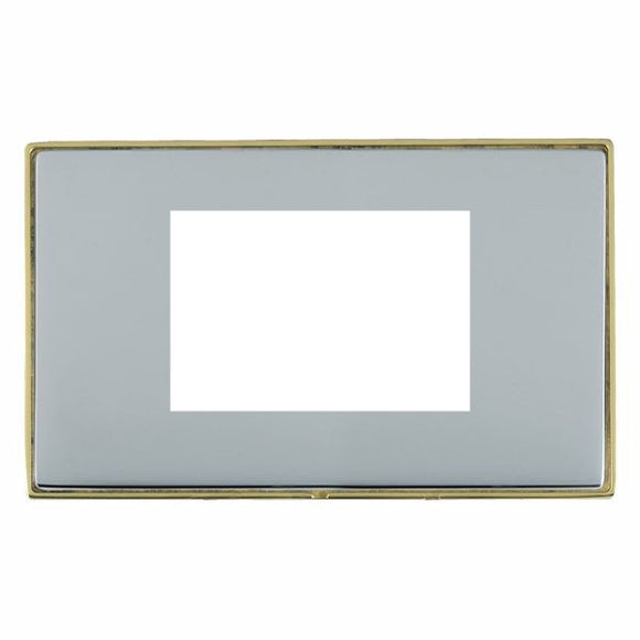 Hamilton LDEURO3PB-BS Linea-Duo CFX EuroFix Polished Brass Frame/Bright Steel Front Double Plate complete with 3 EuroFix Apertures 75x50mm and Grid Insert