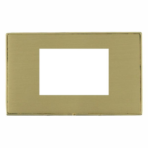 Hamilton LDEURO3PB-SB Linea-Duo CFX EuroFix Polished Brass Frame/Satin Brass Front Double Plate complete with 3 EuroFix Apertures 75x50mm and Grid Insert
