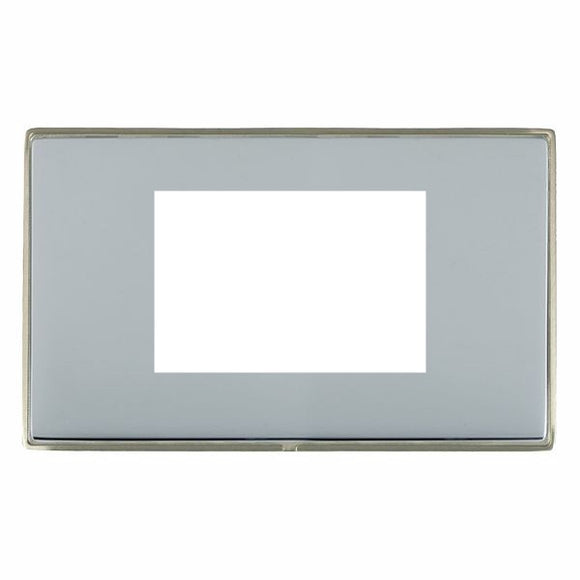 Hamilton LDEURO3SN-BS Linea-Duo CFX EuroFix Satin Nickel Frame/Bright Steel Front Double Plate complete with 3 EuroFix Apertures 75x50mm and Grid Insert