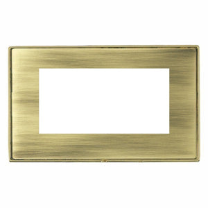 Hamilton LDEURO4PB-AB Linea-Duo CFX EuroFix Polished Brass Frame/Antique Brass Front Double Plate complete with 4 EuroFix Apertures 100x50mm and Grid Insert