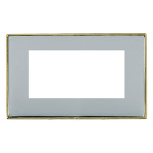Hamilton LDEURO4PB-BS Linea-Duo CFX EuroFix Polished Brass Frame/Bright Steel Front Double Plate complete with 4 EuroFix Apertures 100x50mm and Grid Insert