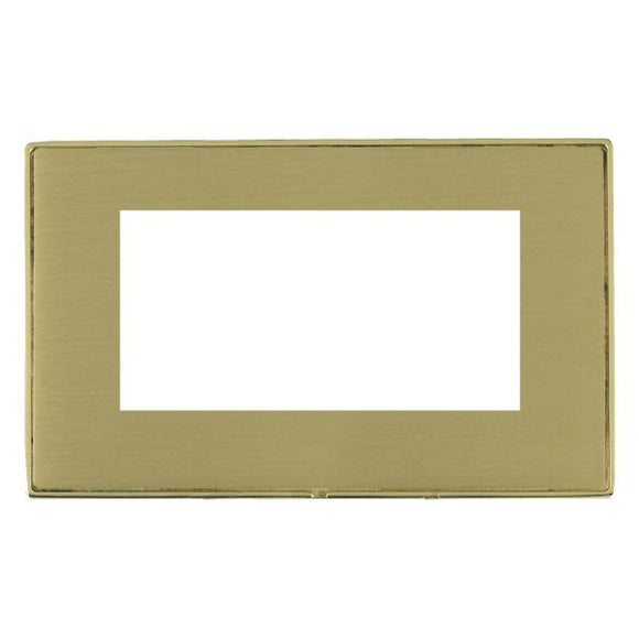 Hamilton LDEURO4PB-SB Linea-Duo CFX EuroFix Polished Brass Frame/Satin Brass Front Double Plate complete with 4 EuroFix Apertures 100x50mm and Grid Insert