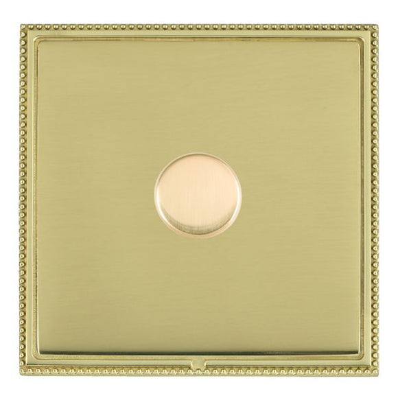 Hamilton LPX1X2VPB-PB Linea-Perlina CFX Polished Brass Frame/Polished Brass Front 1 gang 200VA Inductive Leading Edge Push On-Off Rotary 2 Way Switching Dimmer Polished Brass Insert