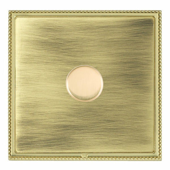 Hamilton LPX1XTEPB-AB Linea-Perlina CFX Polished Brass Frame/Antique Brass Front 1x250W/210VA Resistive/Inductive Trailing Edge Push On/Off Rotary Multi-Way Dimmer Polished Brass Insert