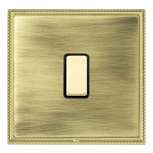 Hamilton LPX1XTMPB-ABB Linea-Perlina CFX Polished Brass Frame/Antique Brass Front 1x250W/210VA Resistive/Inductive Trailing Edge Touch Master Multi-Way Dimmer Polished Brass/Black Insert