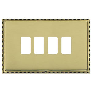Hamilton LPX4GPAB-PB Linea-Perlina CFX Grid-IT Antique Brass Frame/Polished Brass Front 4 Gang Grid Fix Aperture Plate with Grid Insert