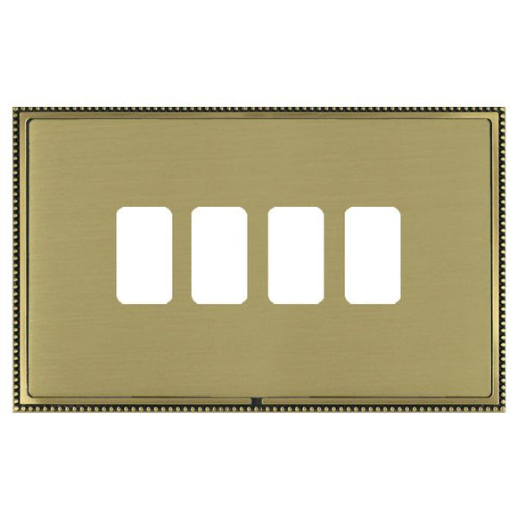 Hamilton LPX4GPAB-SB Linea-Perlina CFX Grid-IT Antique Brass Frame/Satin Brass Front 4 Gang Grid Fix Aperture Plate with Grid Insert