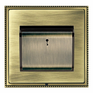 Hamilton LPXC11AB-ABB Linea-Perlina CFX Antique Brass Frame/Antique Brass Front 1 gang 10A (6AX) Card Switch On/Off with Blue LED Locator Antique Brass/Black Insert