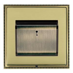 Hamilton LPXC11AB-PBB Linea-Perlina CFX Antique Brass Frame/Polished Brass Front 1 gang 10A (6AX) Card Switch On/Off with Blue LED Locator Antique Brass/Black Insert