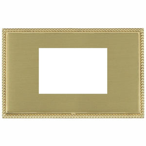 Hamilton LPXEURO3PB-SB Linea-Perlina CFX EuroFix Polished Brass Frame/Satin Brass Front Double Plate complete with 3 EuroFix Apertures 75x50mm and Grid Insert