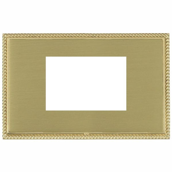 Hamilton LPXEURO3PB-SB Linea-Perlina CFX EuroFix Polished Brass Frame/Satin Brass Front Double Plate complete with 3 EuroFix Apertures 75x50mm and Grid Insert