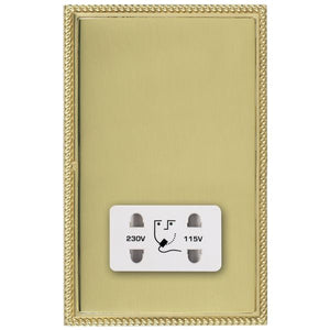 Hamilton LPXSHSPB-PBW Linea-Perlina CFX Polished Brass Frame/Polished Brass Front Shaver Dual Voltage Unswitched Socket (Vertically Mounted) White Insert
