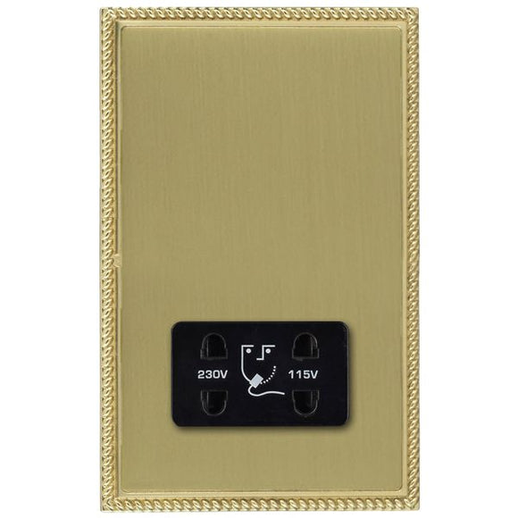 Hamilton LPXSHSPB-SBB Linea-Perlina CFX Polished Brass Frame/Satin Brass Front Shaver Dual Voltage Unswitched Socket (Vertically Mounted) Black Insert