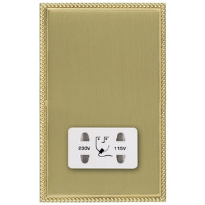 Hamilton LPXSHSPB-SBW Linea-Perlina CFX Polished Brass Frame/Satin Brass Front Shaver Dual Voltage Unswitched Socket (Vertically Mounted) White Insert
