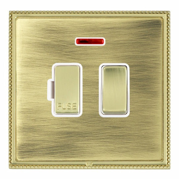 Hamilton LPXSPNPB-ABW Linea-Perlina CFX Polished Brass Frame/Antique Brass Front 1 gang 13A Double Pole Fused Spur and Neon Polished Brass/White Insert