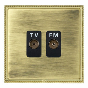 Hamilton LPXTVFMPB-ABB Linea-Perlina CFX Polished Brass Frame/Antique Brass Front Isolated TV/FM Diplexer 1in/2out Black Insert