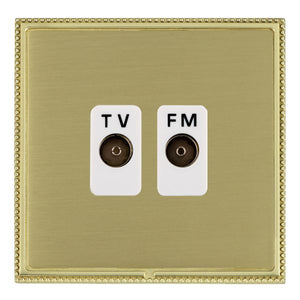 Hamilton LPXTVFMPB-SBW Linea-Perlina CFX Polished Brass Frame/Satin Brass Front Isolated TV/FM Diplexer 1in/2out White Insert
