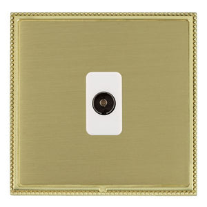Hamilton LPXTVIPB-SBW Linea-Perlina CFX Polished Brass Frame/Satin Brass Front 1 gang Isolated TV 1in/1out White Insert