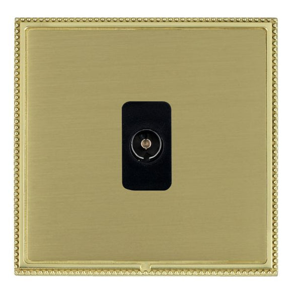 Hamilton LPXTVPB-SBB Linea-Perlina CFX Polished Brass Frame/Satin Brass Front 1 gang Non-Isolated Television 1in/1out Black Insert