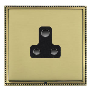 Hamilton LPXUS5AB-PBB Linea-Perlina CFX Antique Brass Frame/Polished Brass Front 1 gang 5A Unswitched Socket Black Insert