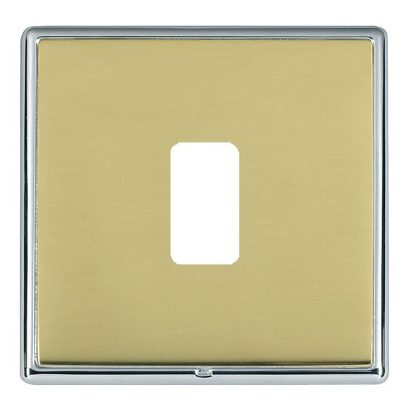 Hamilton LRX1GPBC-PB Linea-Rondo CFX Grid-IT Bright Chrome Frame/Polished Brass Front 1 Gang Grid Fix Aperture Plate with Grid Insert - www.fancysockets.shop