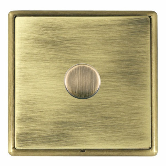Hamilton LRX1X2VAB-AB Linea-Rondo CFX Antique Brass Frame/Antique Brass Front 1 gang 200VA Inductive Leading Edge Push On-Off Rotary 2 Way Switching Dimmer Antique Brass Insert - www.fancysockets.shop