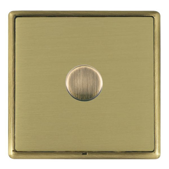 Hamilton LRX1X60AB-SB Linea-Rondo CFX Antique Brass Frame/Satin Brass Front 1 gang 600W Resistive Leading Edge Push On-Off Rotary 2 Way Switching Dimmer Antique Brass Insert - www.fancysockets.shop