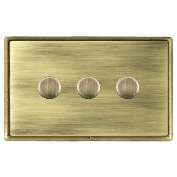 Hamilton LRX3X40AB-AB Linea-Rondo CFX Antique Brass Frame/Antique Brass Front 3x400W Resistive Leading Edge Push On-Off Rotary 2 Way Switching Dimmers Antique Brass Insert - www.fancysockets.shop