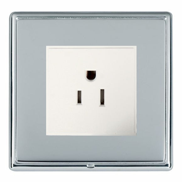 Hamilton LRX5258BC-BSW Linea-Rondo CFX Bright Chrome Frame/Bright Steel Front 1 gang 15A 110V AC American Unswitched Socket White Insert - www.fancysockets.shop