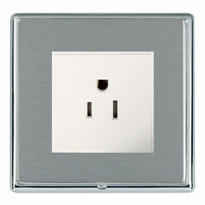 Hamilton LRX5258BC-SSW Linea-Rondo CFX Bright Chrome Frame/Satin Steel Front 1 gang 15A 110V AC American Unswitched Socket White Insert - www.fancysockets.shop